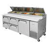 Turbo Air 93" TPR-93SD-D4-N Refrigerated Pizza Prep Table