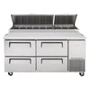 Turbo Air 67" TPR-67SD-D4-N Refrigerated Pizza Prep Table