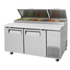 Turbo Air 6" TPR-67SD-N 2 Door Refrigerated Pizza Prep Table