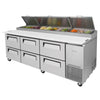 Turbo Air 93" TPR-93SD-D6-N Refrigerated Pizza Prep Table