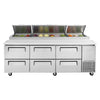 Turbo Air 93" TPR-93SD-D6-N Refrigerated Pizza Prep Table